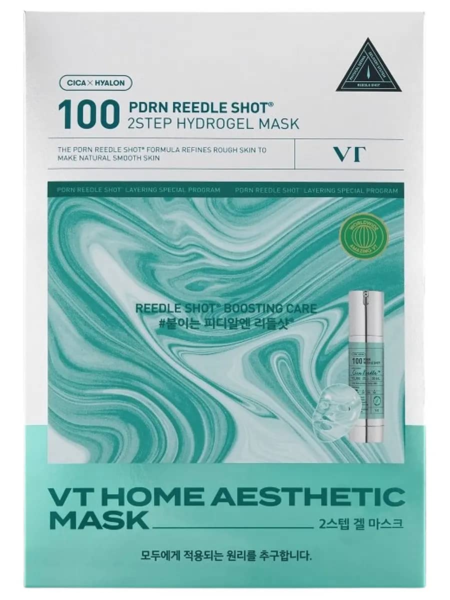 VT Cosmetics Двухступенчатая гидрогелевая маска с ПДРН и микроиглами PDRN Reedle Shot 100 2Step Hydrogel Mask 34 гр х 5 шт