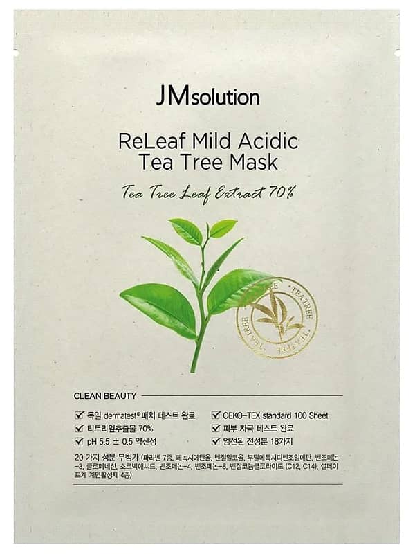 JMsolution Противовоспалительная маска с 70% экстракта чайного дерева ReLeaf Mild Acidic Tea Tree Mask 30 мл