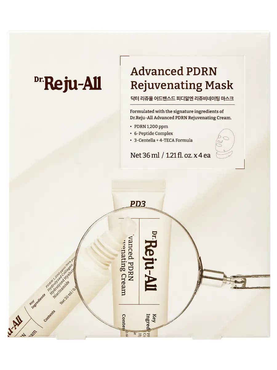 Dr.Reju-All Восстанавливающая тканевая маска с ПДРН для лица и шеи Advanced PDRN Rejuvenating Mask 36 мл х 4 шт