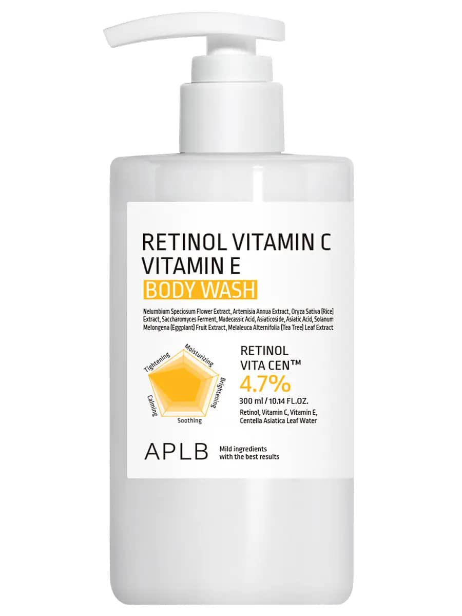 APLB Обновляющий гель для душа с ретинолом, витамином С и витамином Е Retinol Vitamin C Vitamin E Body Wash 300 мл