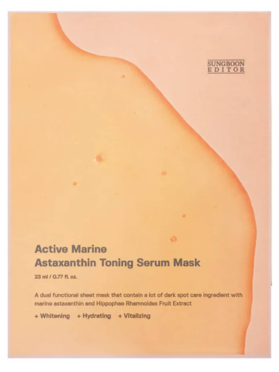 Sungboon Editor Тканевая маска с астаксантином против пигментации Active Marine Astaxanthin Mask 23 гр