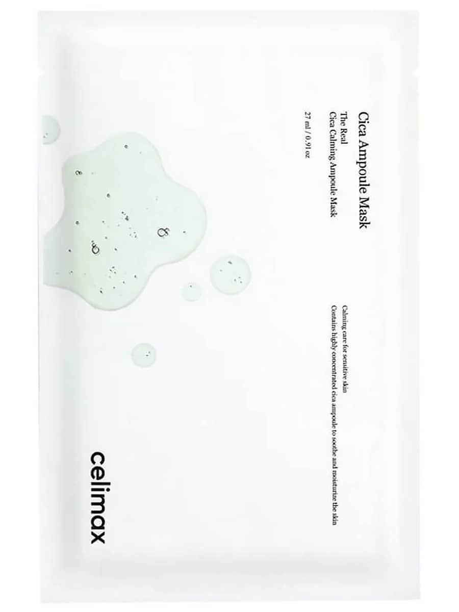 Celimax Успокаивающая ампульная тканевая маска на основе центеллы The Real Cica Calming Ampoule Mask 27 мл х 5 шт