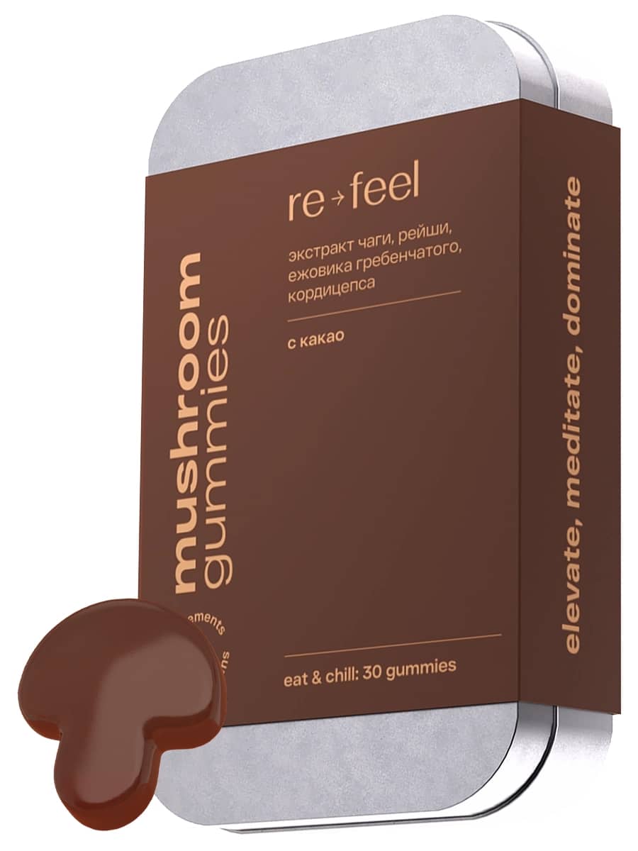re-feel Мармелад со вкусом какао с миксом природных адаптогенов Mushroom Gummies 30 шт