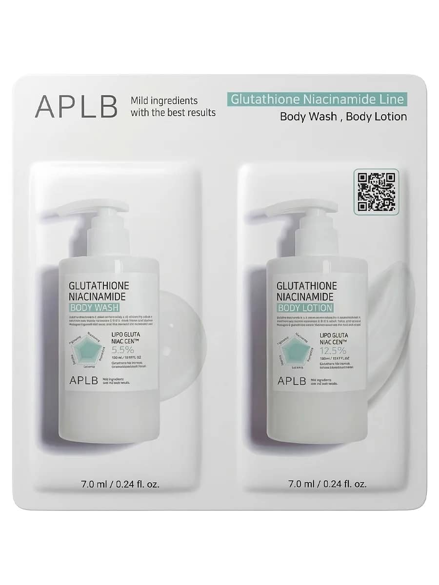 APLB Набор пробников: гель для душа + лосьон для тела Glutathione Niacinamide Body Care Sachet Set 7 мл х 2 шт