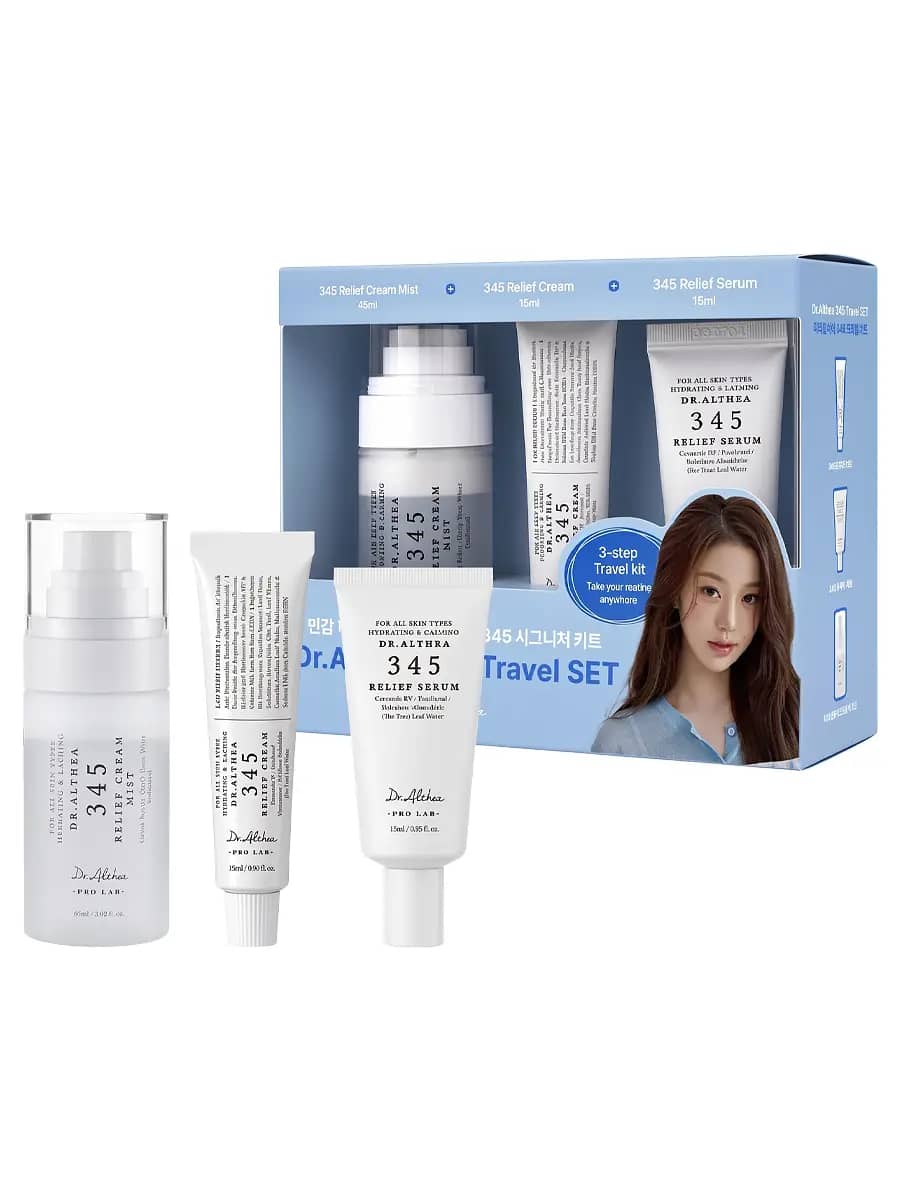 Dr. Althea Успокаивающий дорожный набор для лица: мист + сыворотка + крем 345 Travel Kit 60+15+15 мл