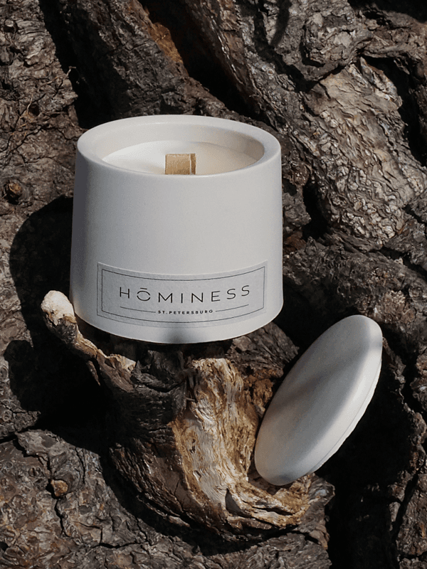 Hominess Ароматическая свеча в бетонной форме «Cherrystone» White 100 мл