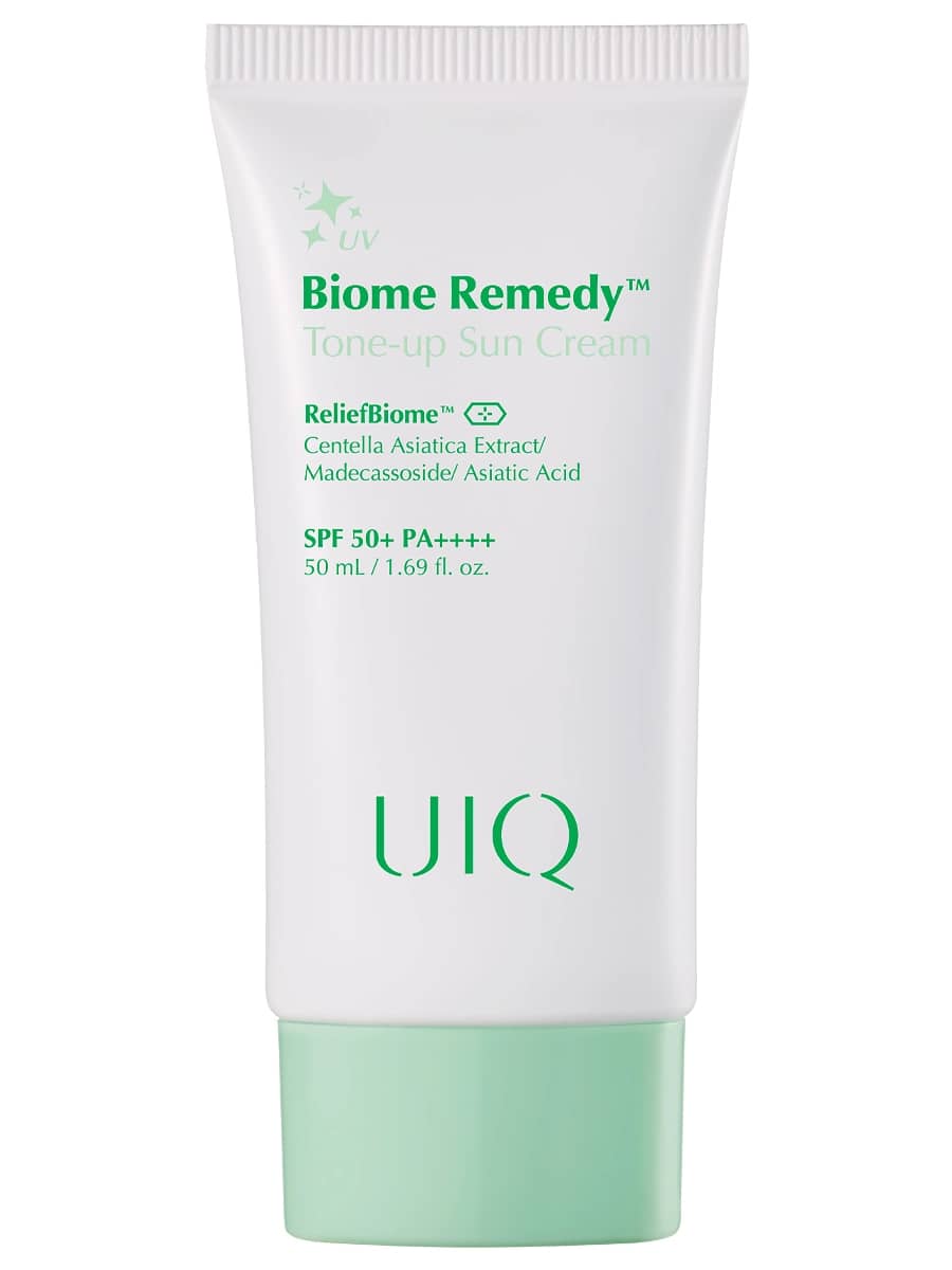 UIQ Тонирующий солнцезащитный крем с центеллой SPF50 Biome Remedy Tone-Up Sun Cream 50 мл