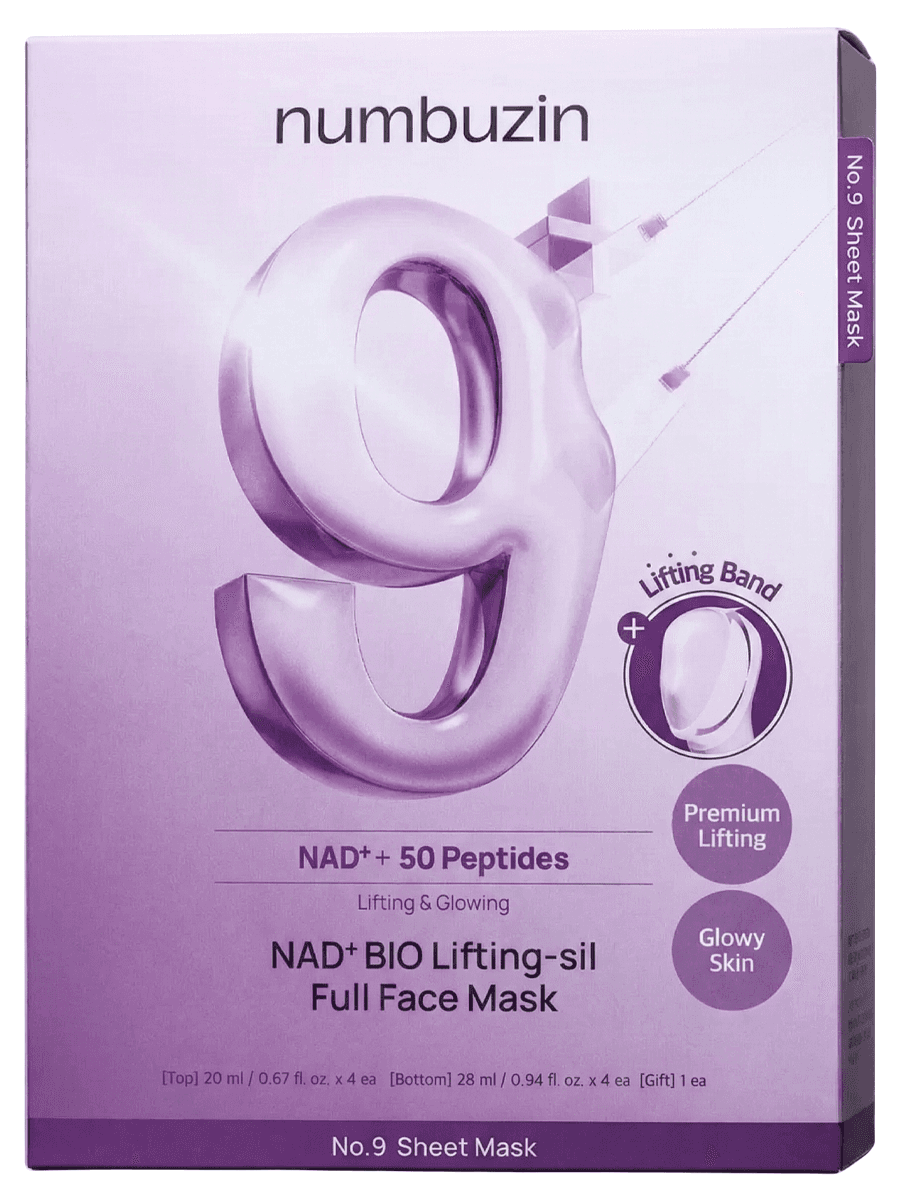 Numbuzin Тканевая 3D-маска для подтяжки лица No.9 NAD Bio Lifting Full Cover Facial Mask 48 мл х 4 шт
