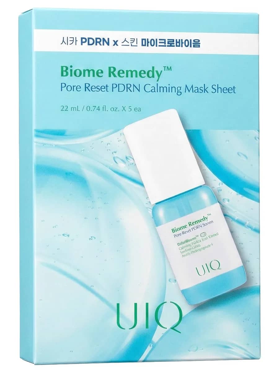 UIQ Охлаждающая маска с ПДРН для сужения пор Biome Remedy Pore Reset PDRN Calming Mask Sheet 22 мл х 5 шт