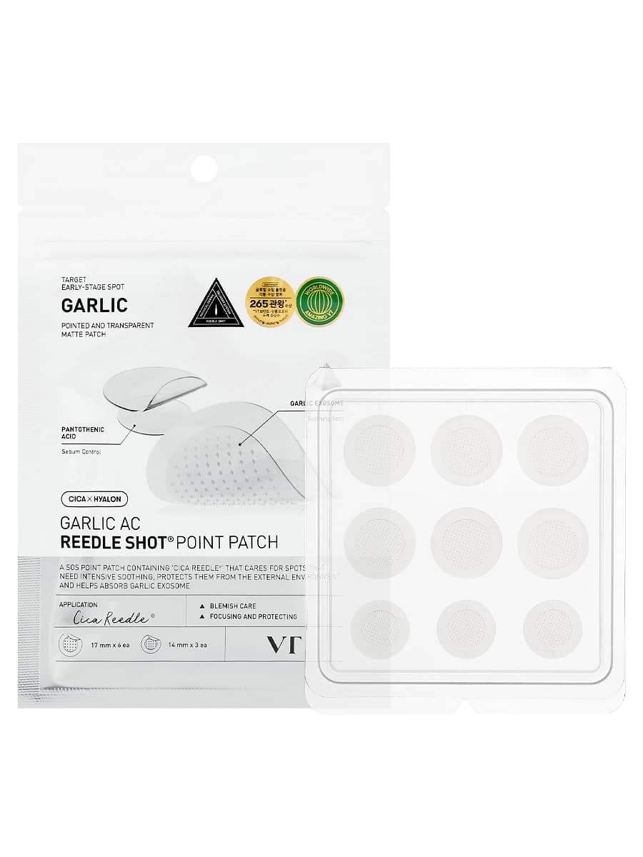 VT Cosmetics Заживляющие патчи от акне с микроиглами и экзосомами чеснока Garlic AC Reedle Shot Point Patch 9 шт