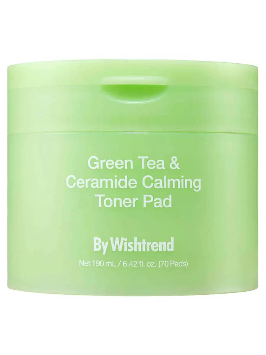 By Wishtrend Успокаивающие тонер-пэды с зеленым чаем Green Tea&Ceramide Calming Toner Pad 70 шт