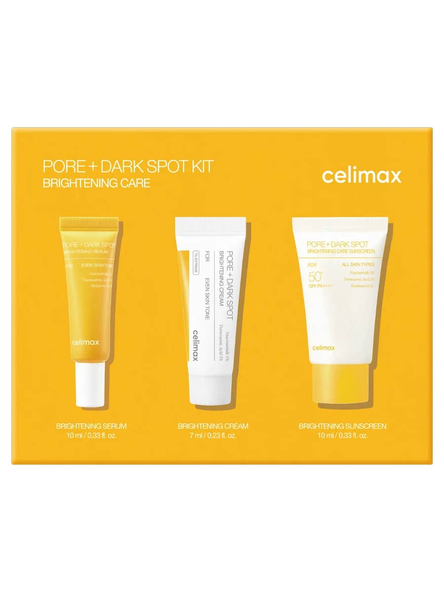 Celimax Набор миниатюр: сыворотка + крем + солнцезащитный крем SPF50 Pore+Dark Spot Brightening Kit 10+7+10 мл