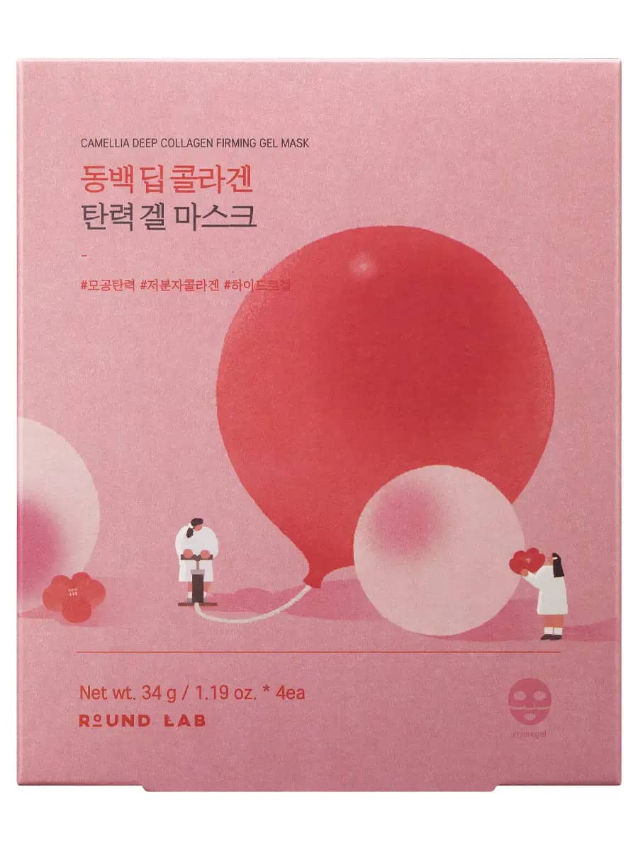 Round Lab Гидрогелевая маска с экстрактом камелии и коллагеном Camellia Deep Collagen Firming Gel Mask 34 гр х 4 шт
