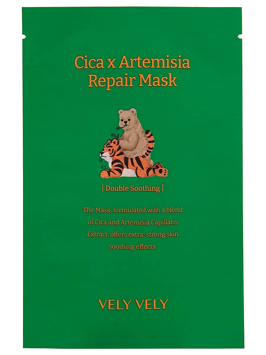 Vely Vely Восстанавливающая тканевая маска с экстрактом полыни и центеллы Cica X Artemisia Repair Mask 20 гр