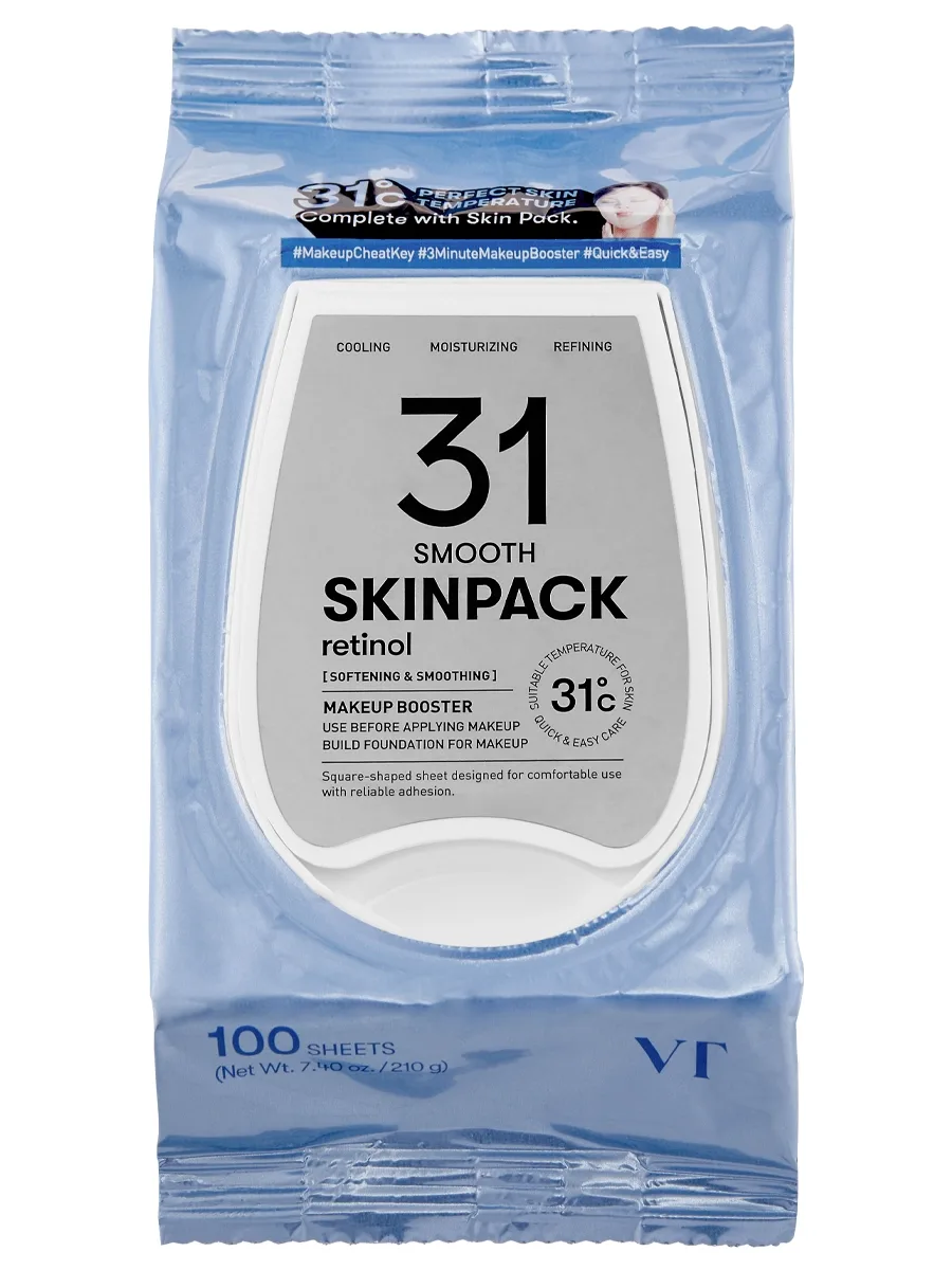 VT Cosmetics Обновляющие тонер-пэды с ретинолом для подготовки кожи к макияжу 31 Smooth Skin Pack 100 шт