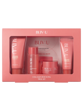 BLIV:U Набор миниатюр: пенка + тонер + крем + SPF-защита + пэды Collagen Bouncing Trial Kit 30+20+10+20 мл + 2 шт