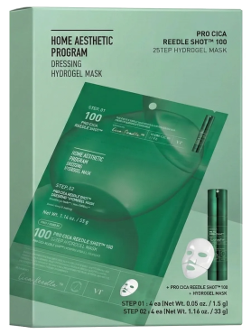 VT Cosmetics Двухступенчатая гидрогелевая маска с микроиглами для увлажнения и успокоения кожи Pro Cica Reedle Shot 100 2Step Hydrogel Mask 33 гр х 4 шт