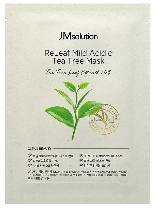 JMsolution Противовоспалительная маска с 70% экстракта чайного дерева ReLeaf Mild Acidic Tea Tree Mask 30 мл