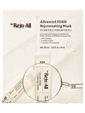 Dr.Reju-All Восстанавливающая тканевая маска с ПДРН для лица и шеи Advanced PDRN Rejuvenating Mask 36 мл х 4 шт