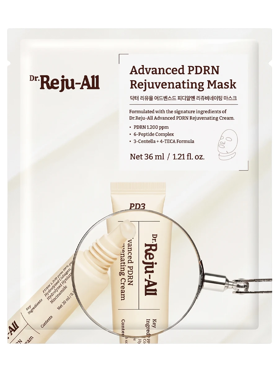 Dr.Reju-All Восстанавливающая тканевая маска с ПДРН для лица и шеи Advanced PDRN Rejuvenating Mask 36 мл