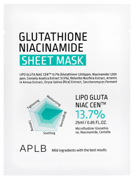 APLB Тканевая маска с глутатионом и ниацинамидом Glutathione Niacinamide Sheet Mask 25 мл х 10 шт