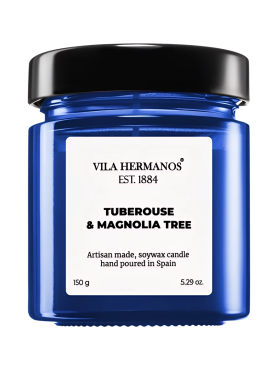 Vila Hermanos Ароматическая свеча «Тубероза и магнолия» Apothecary Cobalt Blue Tuberose & Magnolia Tree Candle 150 гр