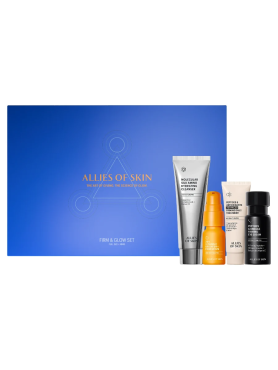 Allies of Skin Набор «Упругость и Сияние»: очищение + сыворотка + крем + крем для глаз Firm & Glow Set 25+8+12+15 мл