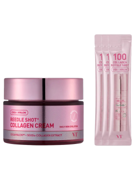 VT Cosmetics Набор для лица с микроиглами и коллагеном: сыворотка-бустер + крем Reedle Shot Collagen Set 2 мл х 3 шт + 50 мл