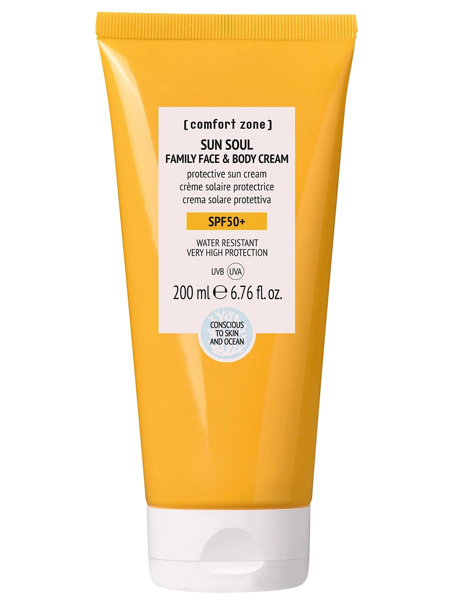 Comfort Zone Водостойкий солнцезащитный крем для взрослых и детей SPF50 Sun Soul Family Face & Body Cream 200 мл