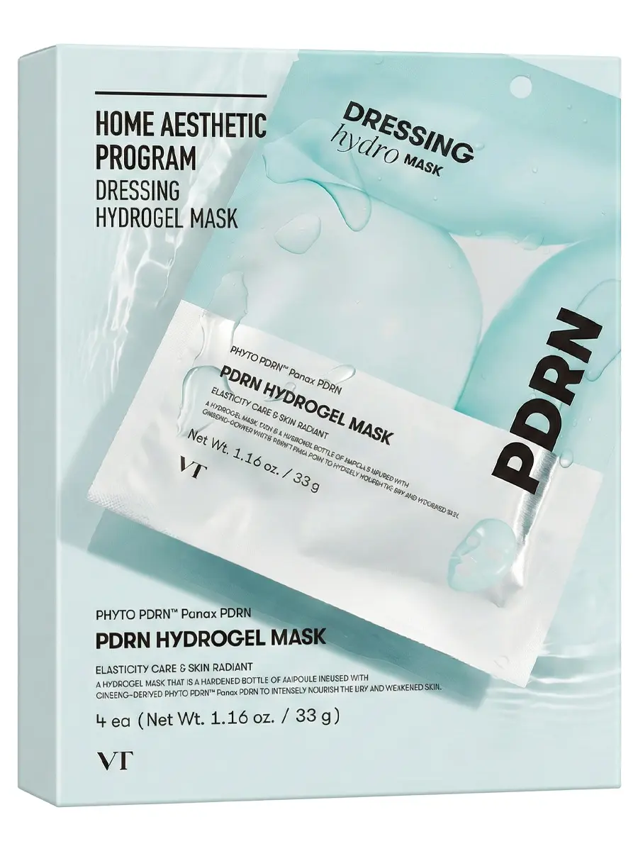 VT Cosmetics Гидрогелевая маска с микроиглами с ПДРН для упругости и сияния кожи PDRN Hydrogel Mask 33 гр х 4 шт