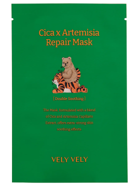 Vely Vely Восстанавливающая тканевая маска с экстрактом полыни и центеллы Cica X Artemisia Repair Mask 20 гр