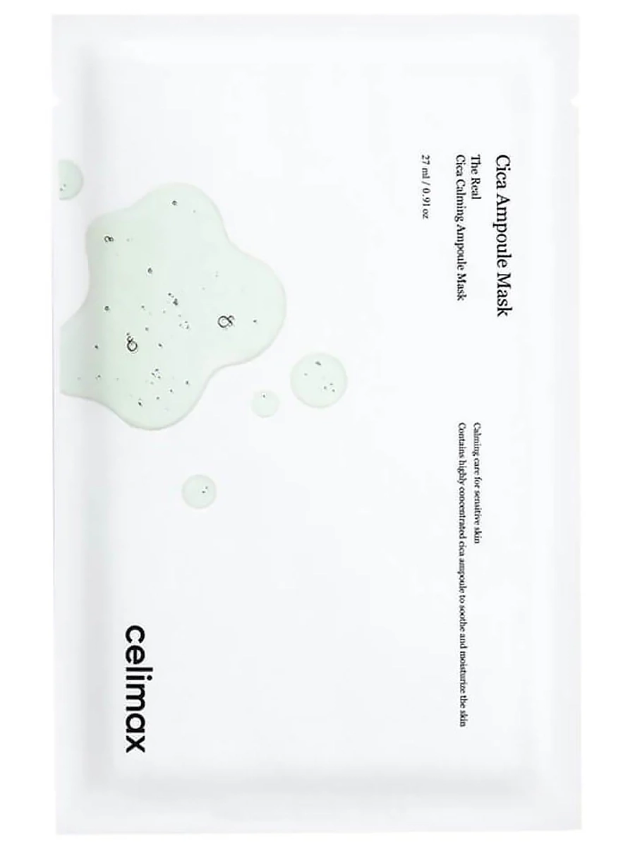 Celimax Успокаивающая ампульная тканевая маска на основе центеллы The Real Cica Calming Ampoule Mask 27 мл х 5 шт