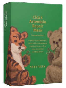 Vely Vely Восстанавливающая тканевая маска с экстрактом полыни и центеллы Cica X Artemisia Repair Mask 20 гр х 10 шт