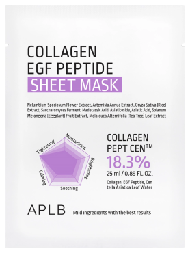 APLB Тканевая маска с коллагеном и пептидами для упругости кожи EGF Collagen EGF Peptide Sheet Mask 25 мл х 10 шт