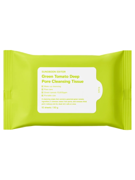 Sungboon Editor Очищающие салфетки для снятия макияжа Green Tomato Deep Pore Cleansing Tissue 10 шт