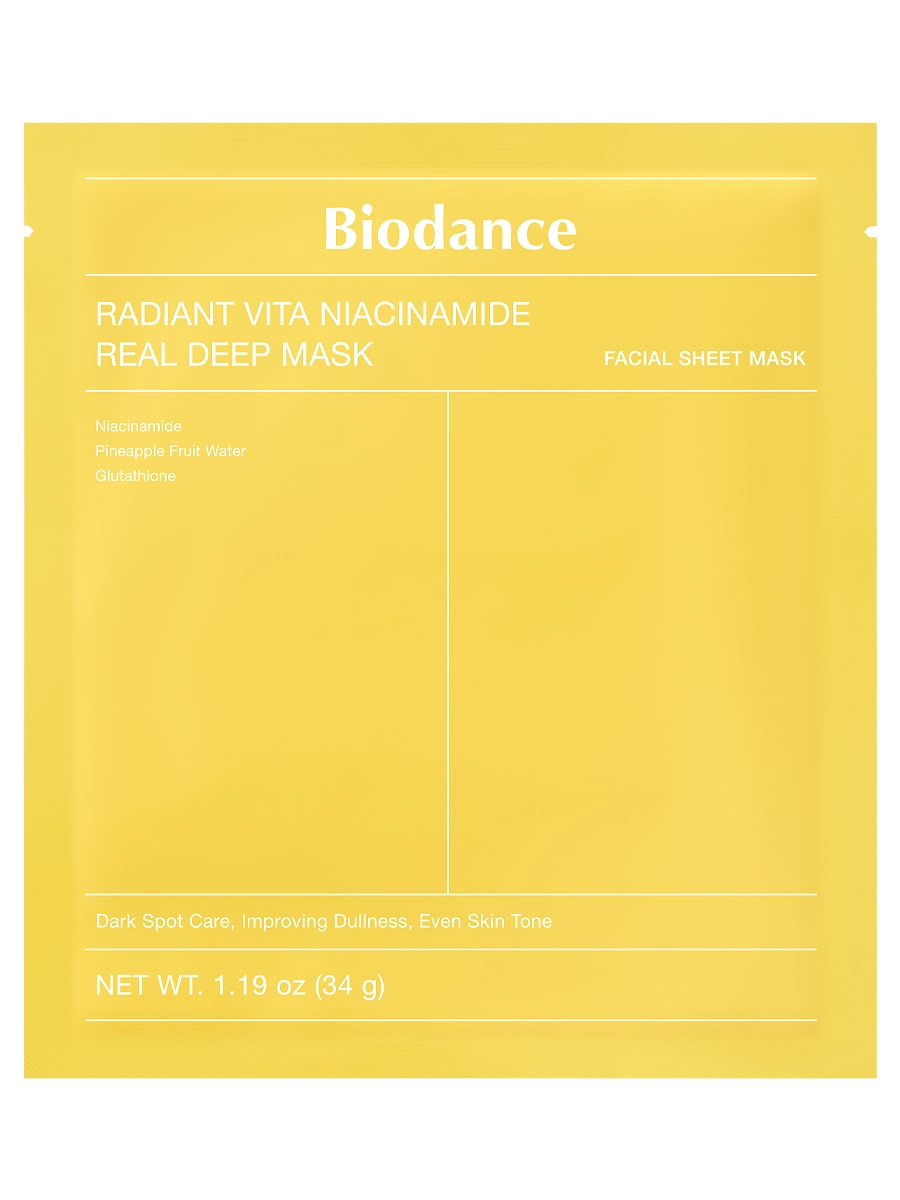 Biodance Осветляющая гидрогелевая маска с витаминным комплексом Radiant Vita Niacinamide Real Deep Mask 34 гр