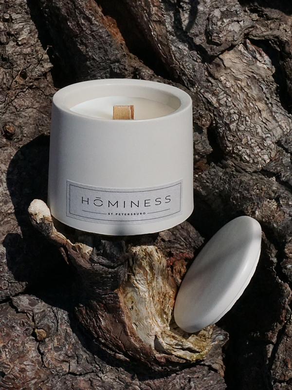 Hominess Ароматическая свеча в бетонной форме «Mystic Patchouli» White 100 мл