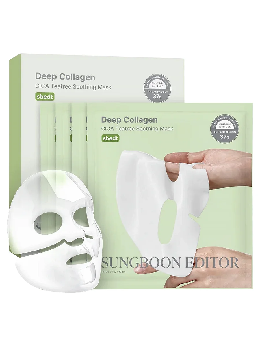 Sungboon Editor Успокаивающая гидрогелевая маска Deep Collagen Cica Teatree Soothing Mask 37 гр х 4 шт