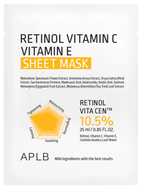 APLB Тканевая маска с ретинолом и витамином С для сияния кожи Retinol Vitamin C Vitamin E Mask 25 мл х 10 шт