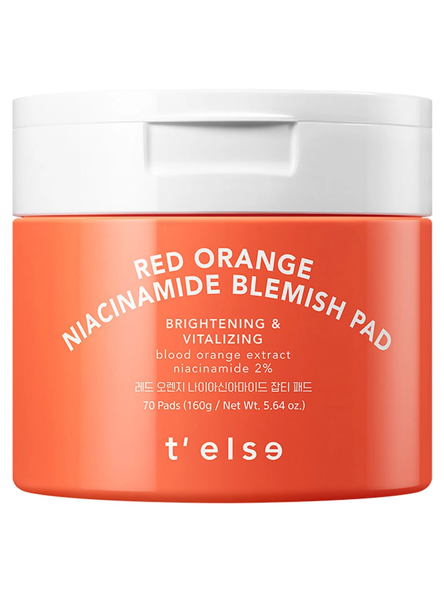 T'else Осветляющие пэды с витамином С и 2% ниацинамида Red Orange Niacinamide Blemish Pad 70 шт