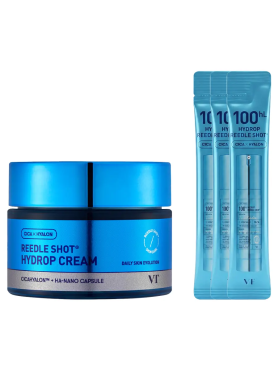 VT Cosmetics Набор для увлажнения с микроиглами и гиалуроновой кислотой: сыворотка-бустер + крем Reedle Shot Hydrop Cream Set 2 мл х 3 шт + 50 мл