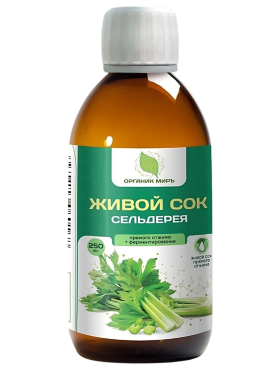 ОРГАНИК МИРЪ Живой сок сельдерея прямого отжима + ферментирования 250 мл