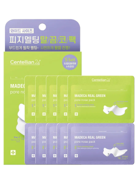 Centellian24 Маска для носа против черных точек Madeca Real Green Pore Nose Pack 5 пар