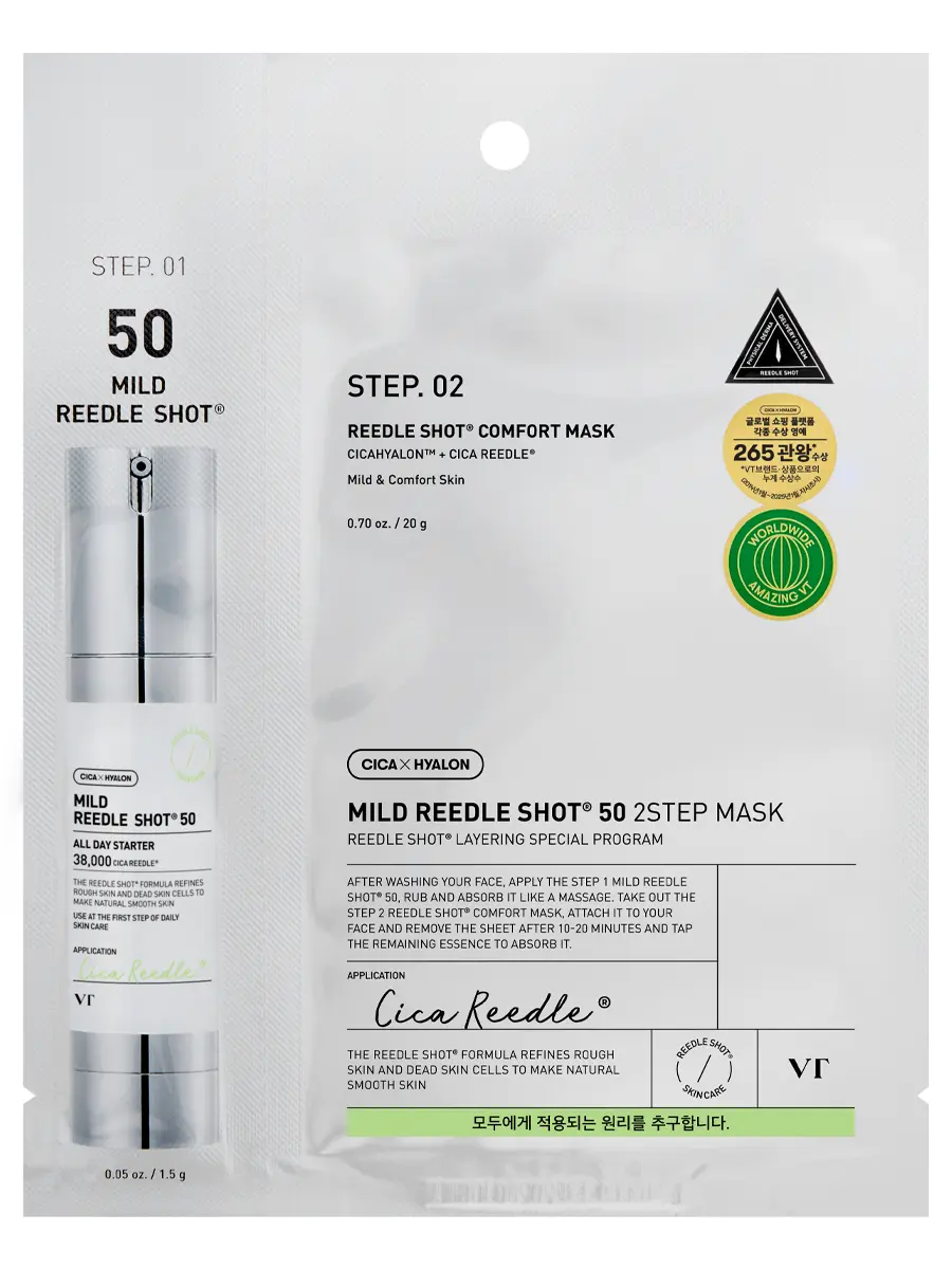 VT Cosmetics Деликатная двухступенчатая тканевая маска с микроиглами Mild Reedle Shot 50 2Step Mask 1.5+20 гр