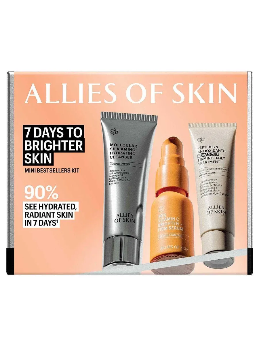 Allies of Skin Набор «7 дней для сияния кожи»: очищение + сыворотка + крем 7 Days to Brighter Skin Kit 25+8+12 мл