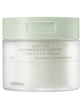 Celimax Успокаивающие тонер-пэды с кислотами и центеллой азиатской Ji Woo Gae Cica BHA Blemish Toner Pad 60 шт