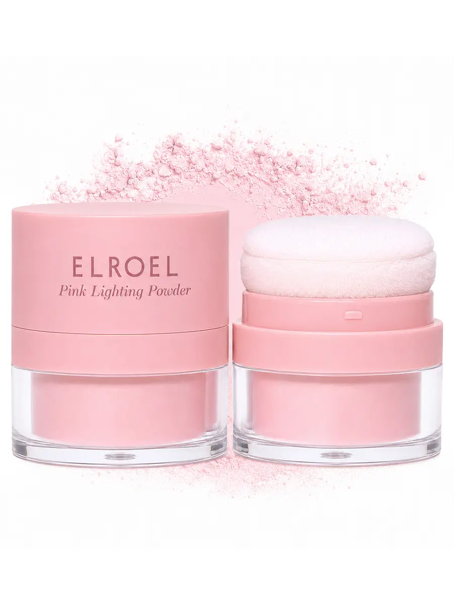 Elroel Фиксирующая пудра для лица с эффектом сияния Pink Lighting Powder 7,2 гр