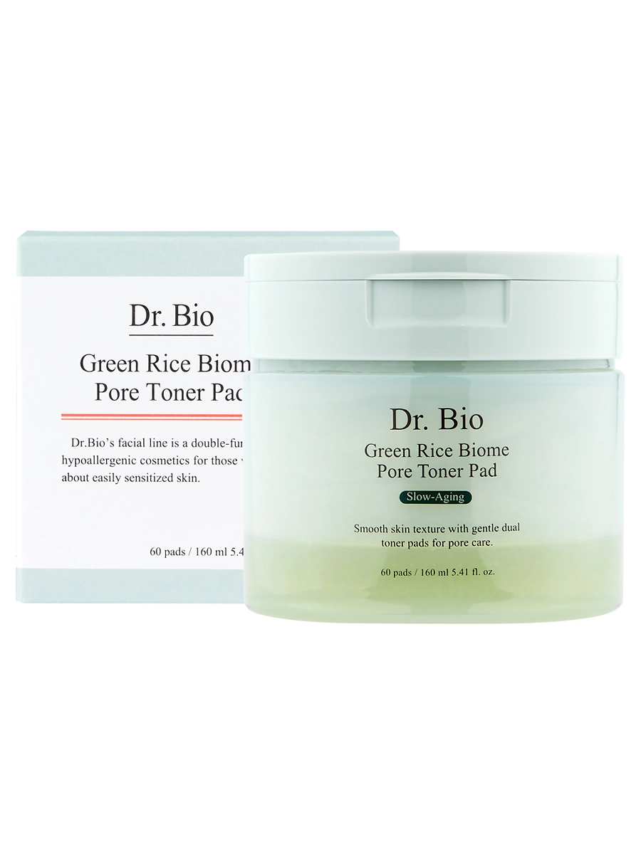 Dr. Bio Осветляющие пилинг-пэды с экстрактом риса и пребиотиками Green Rice Biome Pore Toner Pad 60 шт