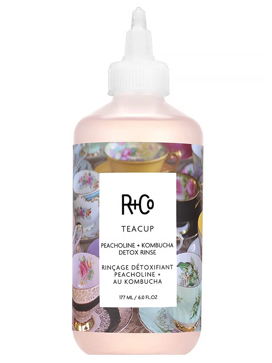 R+Co Смываемый детокс-кондиционер TEACUP Peacholine + Kombucha Detox Rinse 177 мл